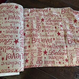 New Holiday “Believe” Burlap Fabric 🎄